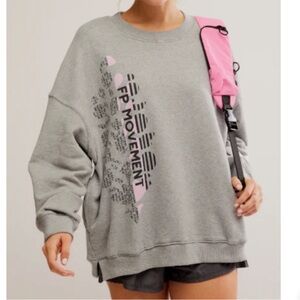 FP Movement XSmall Sweatshirt All Star Logo Pullover Heather Grey pockets